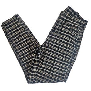 American‎ Eagle Pants Womens 00 Navy Blue Tan Plaid Stretch Casual Chic Trousers